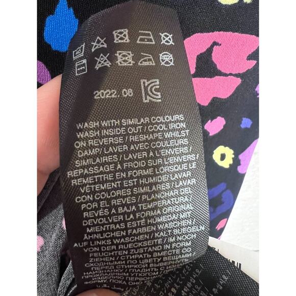 Lipsy London Dress Size US 4 Black With Neon Geometric Print Long Unique - Picture 3 of 6